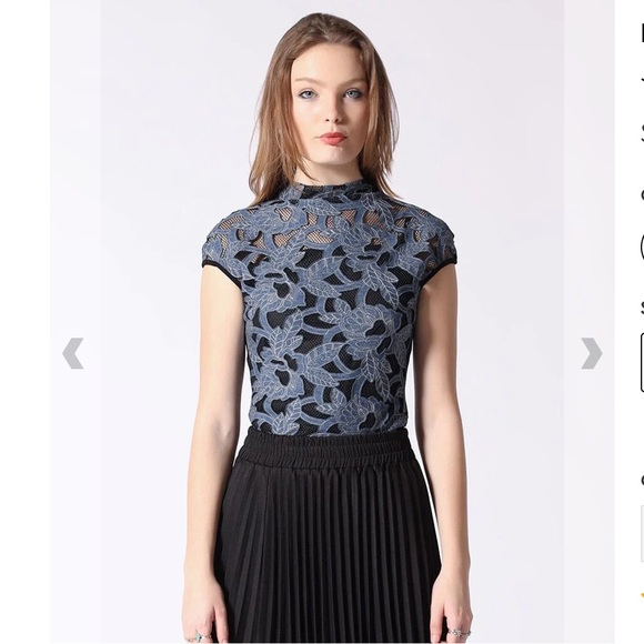 Gracia Net and Jersey Top Mock neck - Picture 5 of 5